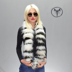 Fur twister scarf, collar, cowl, Pearl white green color Finn Raccoon fur, fluffy soft warm neck accessory, unisex wear.