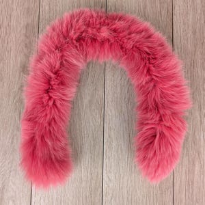 Fox fur trim for hood pink color, detachable fur to make your jacket or coat unique.