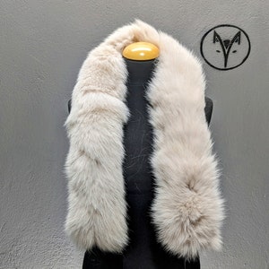 Fox fur scarf, collar, neck warmer, beige colour real Fox fur, fluffy soft warm neck accessory, unisex wear.