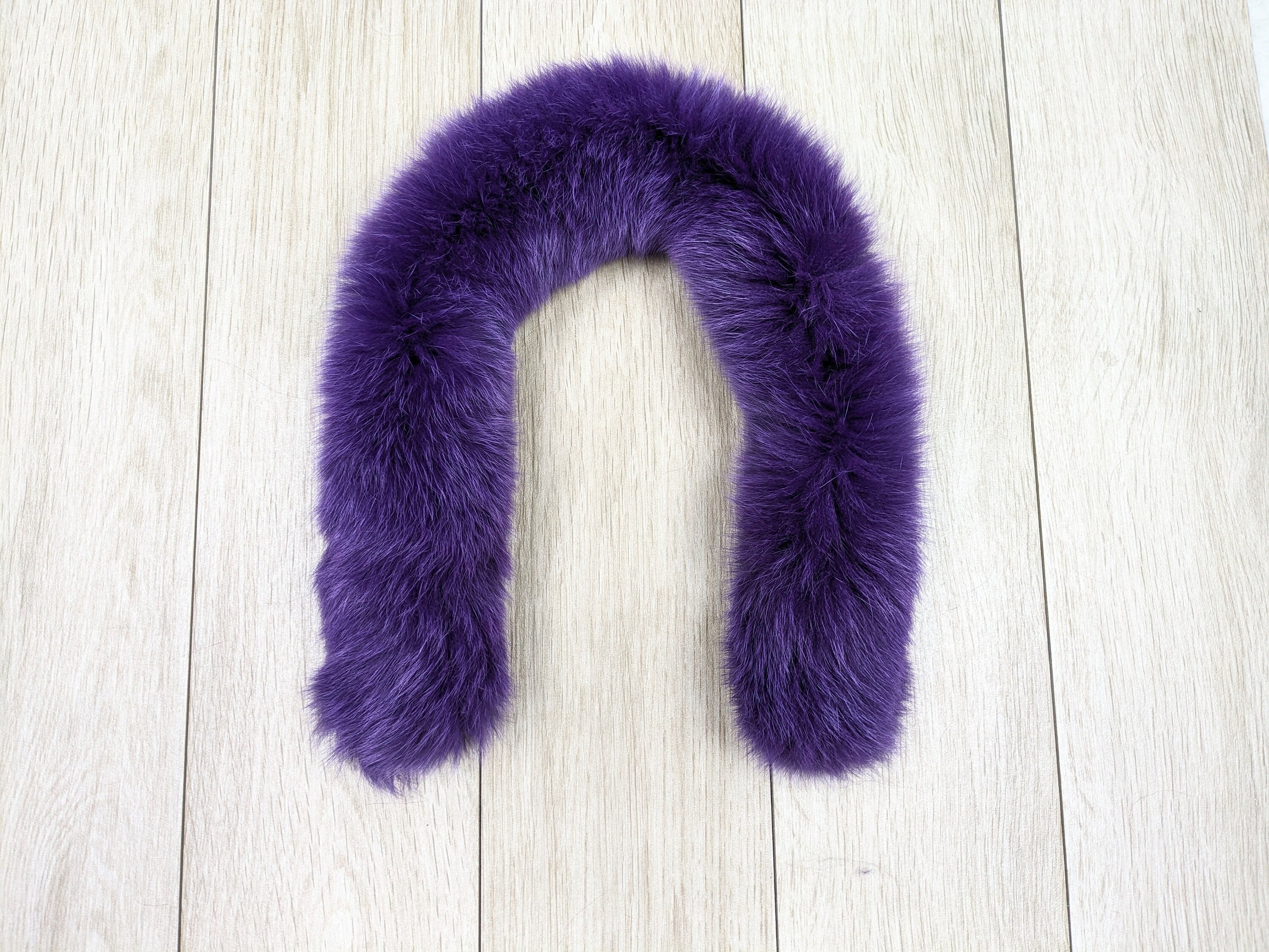 Purple Fox Fur Hood Trim Detachable Fluffy Collar - Etsy