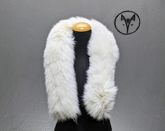 Fox fur scarf, collar, neck warmer, pearl white color Fox fur, fluffy soft warm neck accessory, unisex wear.