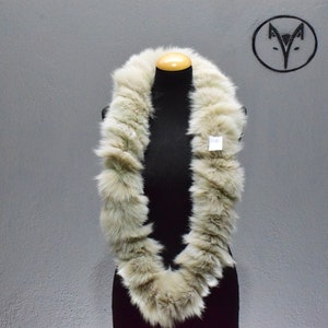 Fur twister scarf, collar, cowl, beige color Fox fur, fluffy soft warm neck accessory, unisex wear.