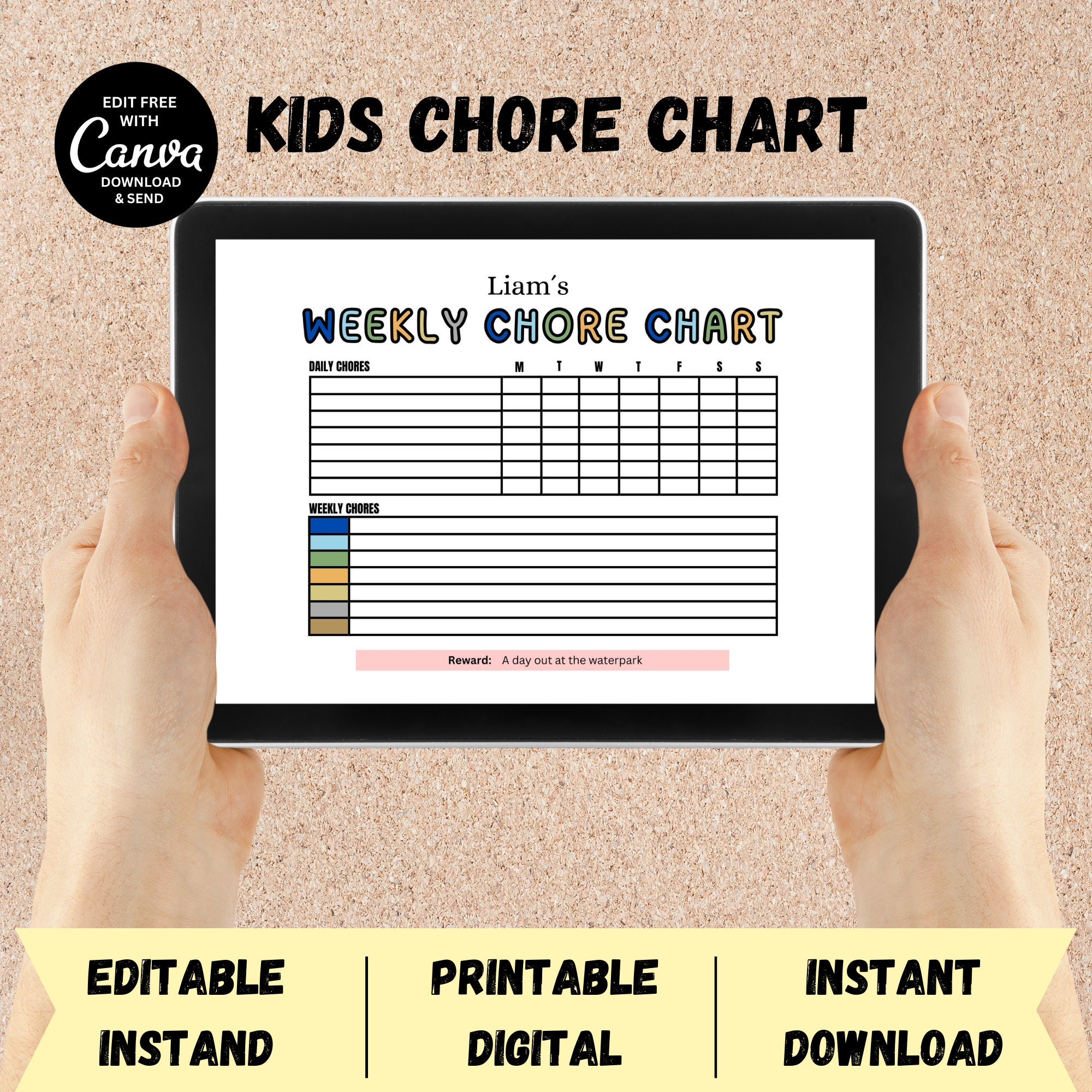 Household Chart for Kids Editable Daily and Weekly Chore Chart ...