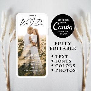 Digital Wedding Invitation Electronic Wedding Invitation Video Template Wedding Invitation Animated Wedding Invitation Canva Template image 2