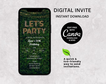 Let's Party E-Invitation, Electronic Invitation Template, SMS Invitation for Any Event, Digital Invitation, Mobile Evite