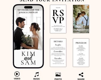 Wedding Invitation Video Template Wedding Invitation Animated Wedding Invitation Digital Wedding Invitation Electronic Wedding Invitation