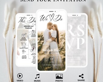 Digital Wedding Invitation Electronic Wedding Invitation Video Template Wedding Invitation Animated Wedding Invitation Canva Template
