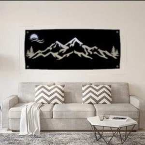 Powder Coated Mountain Wall Art 12&quot; X 29&quot;