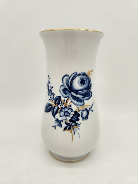 Blau-Weiße Blume Meissen Porzellan Vase 16 cm