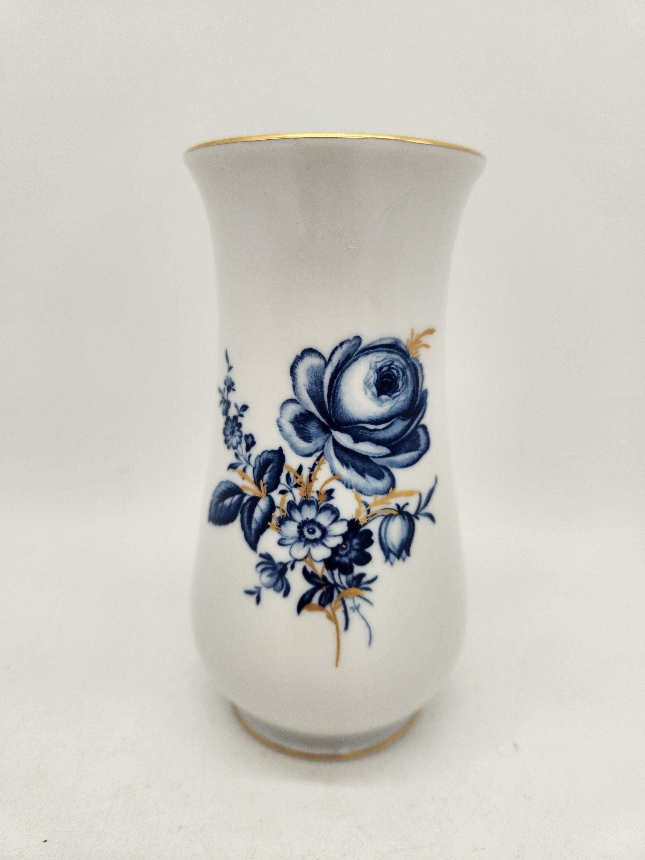 マイセン　花瓶　ブルーフラワー ブルー＆ホワイトフラワー マイセン磁器花瓶 5.75インチ - Etsy 日本