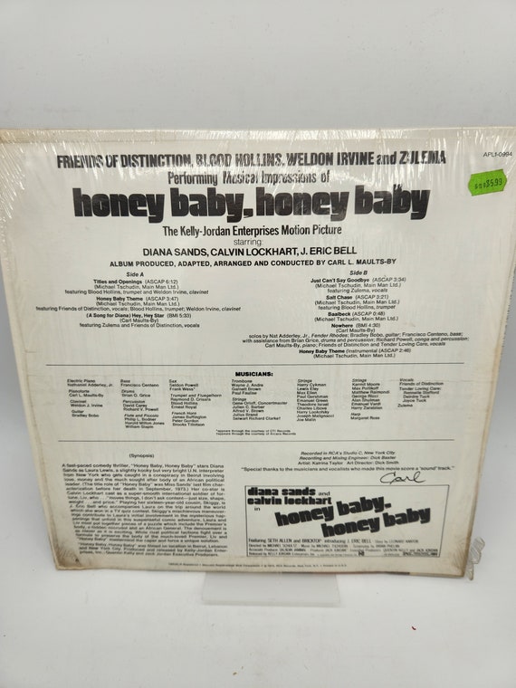 洋楽 Honey Baby, Honey Baby Soundtrack 1975 Honey Baby Honey Baby LP RCA APL1 0994 Soundtrack Album - Etsy