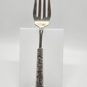 G.H. French Rapousse Serving Fork with  Sterling Silver Handle