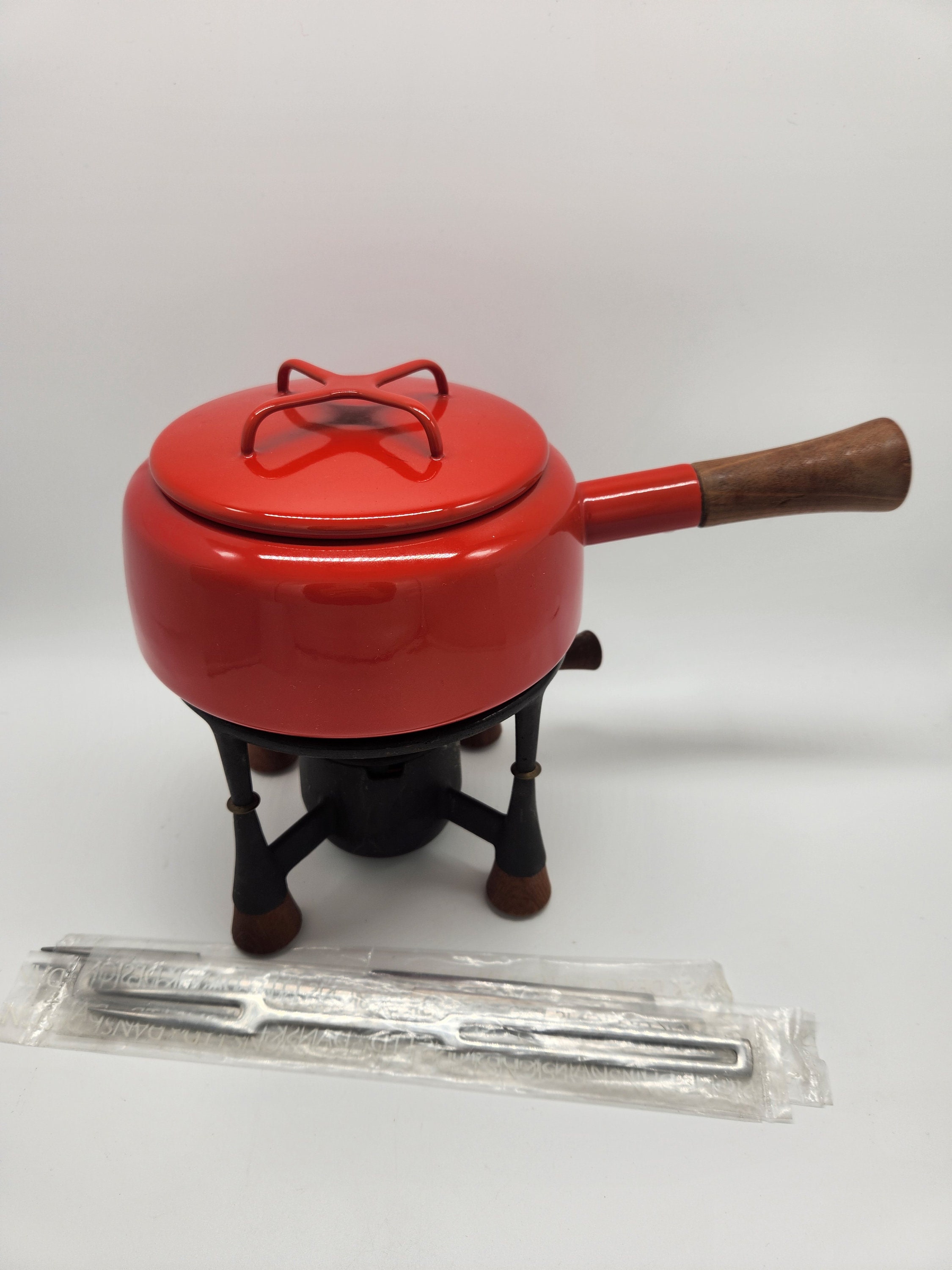 Dansk Kobenstyle Red Enamel Mid Century Fondue Pot (c.1960s