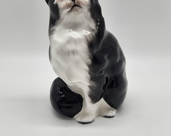 Royal Doulton Black and White Porcelain Cat