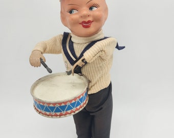 Hamburg Lines Souvenir Wind-Up Drumming Sailor Tin Toy