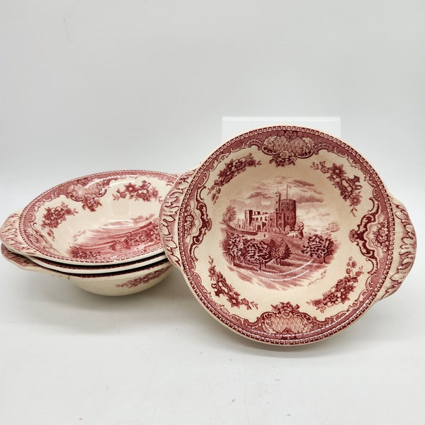 Johnson Brothers  Old Britain Castles Pink  Lug Handled Cereal Bowls Set of 4