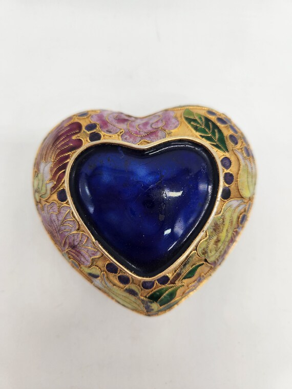 Heart-Shaped Cloisonne Lidded Trinket Jar - image 5