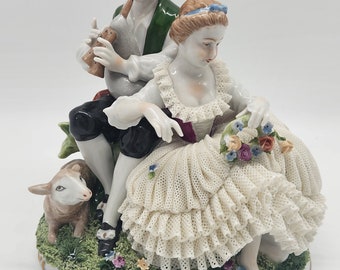 Dresden Unter Weiss Bach Ceramic Lace.  Young Couple