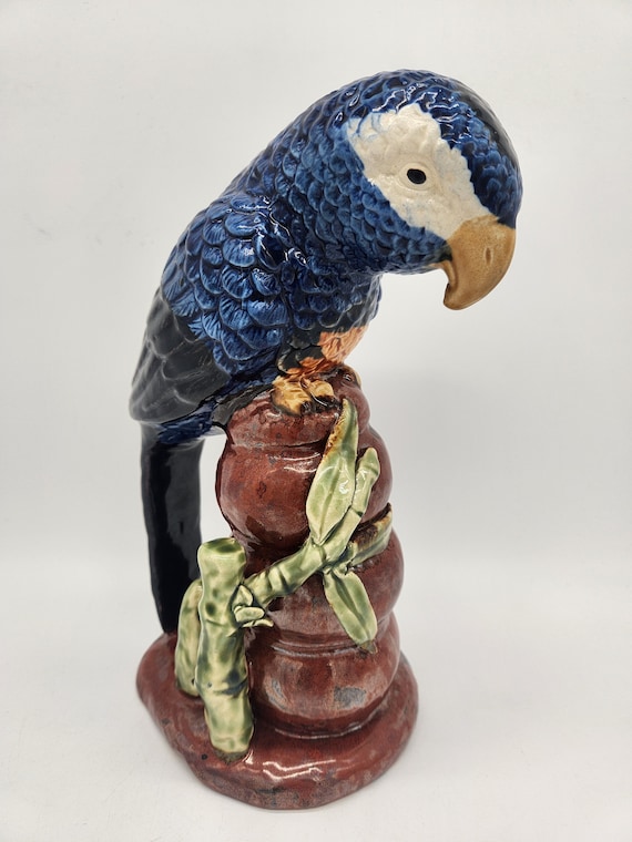 陶器 動物 オウム 置物 イタリア製 AHURA カラフル R114723327 - 置物
