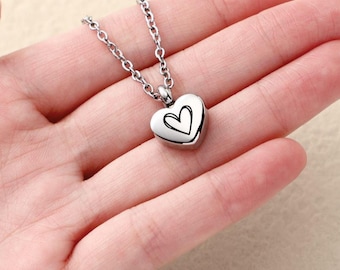 Engraved Heart Urn Necklace, Urn Necklace for Pet Ashes  Cat Urn Pendant for Ashes - Heart Cremation Jewelry Memorial Urn for Pet Loss Gift