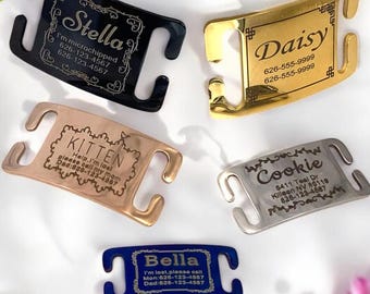Silent Stainless Steel Slide-On Dog Tag: Custom Engraved Pet ID, Silent catTag,Dog Tags For Dogs Personalized - Slide On Dog Collar Tag
