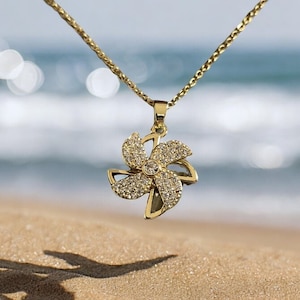 18KGold Spin Necklace-spinning windmill pendant necklace-Gold Rotating Necklace-Gold Spinning Necklace-Gift For Her-special For Women