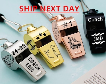 Custom Engraved Coach Whistle with Lanyard - Personalized Referee Gift