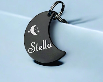 Moon Cat Tag: Personalized Stainless Steel Pet ID Tag