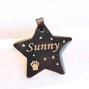 Personalized Designer Pet ID Tag - Deep Engraved Double Sided & Engraving Will Last Dog ID Tag Star Shape