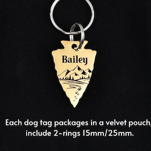 Dog Tag for Dogs,Arrowhead Dog Tag,Custom Dog Name Tag,Double Sided Engraved Dog Collar Tag,Outdoor Forest Dog Tag,Personalized Dog Gifts