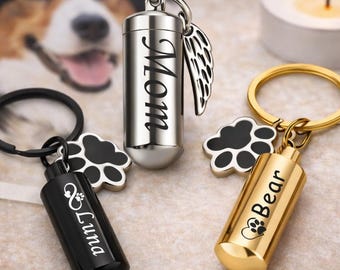 Dog Ashes Keepsake Keychain,Pet Urns Keychain for Dogs,Personalized Cremation Keyrings Urn,Pet Memorial Dog Paw Keychain,Pet Ashes Keepsake