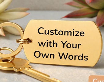 Custom Engraved Stainless Steel Keychain: Personalized Metal Key Chain, Custom Drive Safe Keychain,Engraved Rectangle Custom Couple Gift