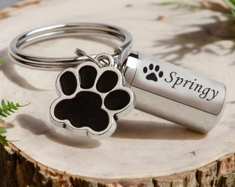 Dog Ashes Keepsake - Pet Urns Keychain for Dogs - Personalized Cremation Keyrings Urn - Pet Memorial Dog Paw Keychain - Pet Ashes Keepsake