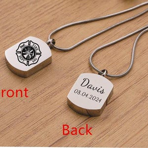 Cremation Jewelry for Men - Customized Navy Dog  Mens Urn Necklace - Marine Corps Memorial Pendant - Air Force, Sheriff,American Veterans