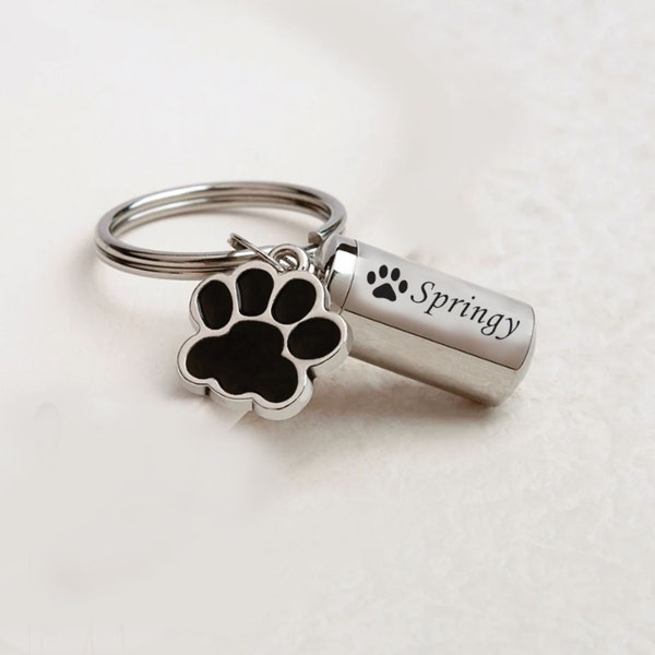 Dog Ashes Keepsake - Pet Urns Keychain for Dogs - Personalized Cremation Keyrings Urn - Pet Memorial Dog Paw Keychain - Pet Ashes Keepsake