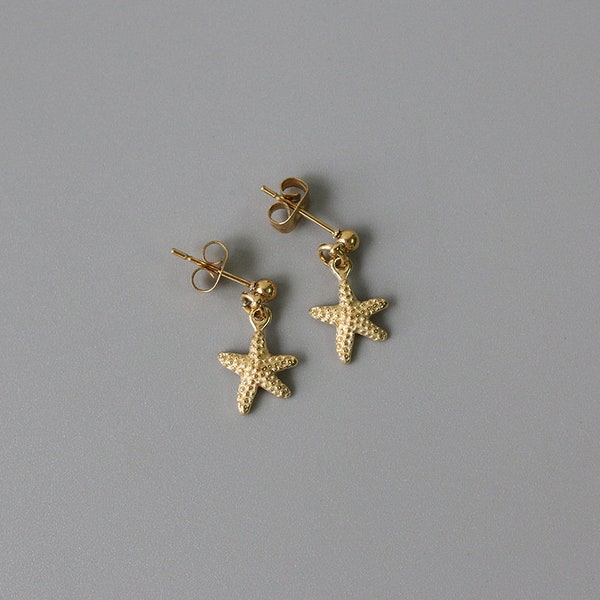 Starfish Earrings, Waterproof Non-tarnish Jewelry, Beach Jewelry, Surfer Accessory, Dainty Drop, Mermaid Earrings, Hypoallergenic, Boho