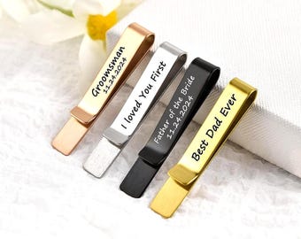 Engraved Tie Clip, Groomsmen Gift, GroomsmenTie Clip, Personalized Tie Clip for Men, Best Man Gift, Groomsman Proposal, Custom Tie Clip