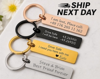 Custom Engraved Stainless Steel Keychain: Personalized Metal Key Chain, Custom Drive Safe Keychain,Engraved Custom Gift idea for Him Her