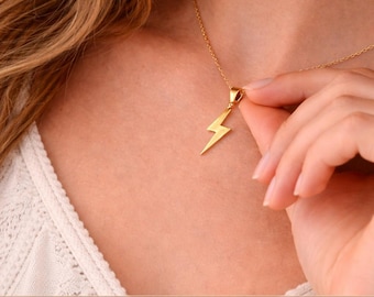 18K Gold Sterling Silver Lightning Bolt Necklace