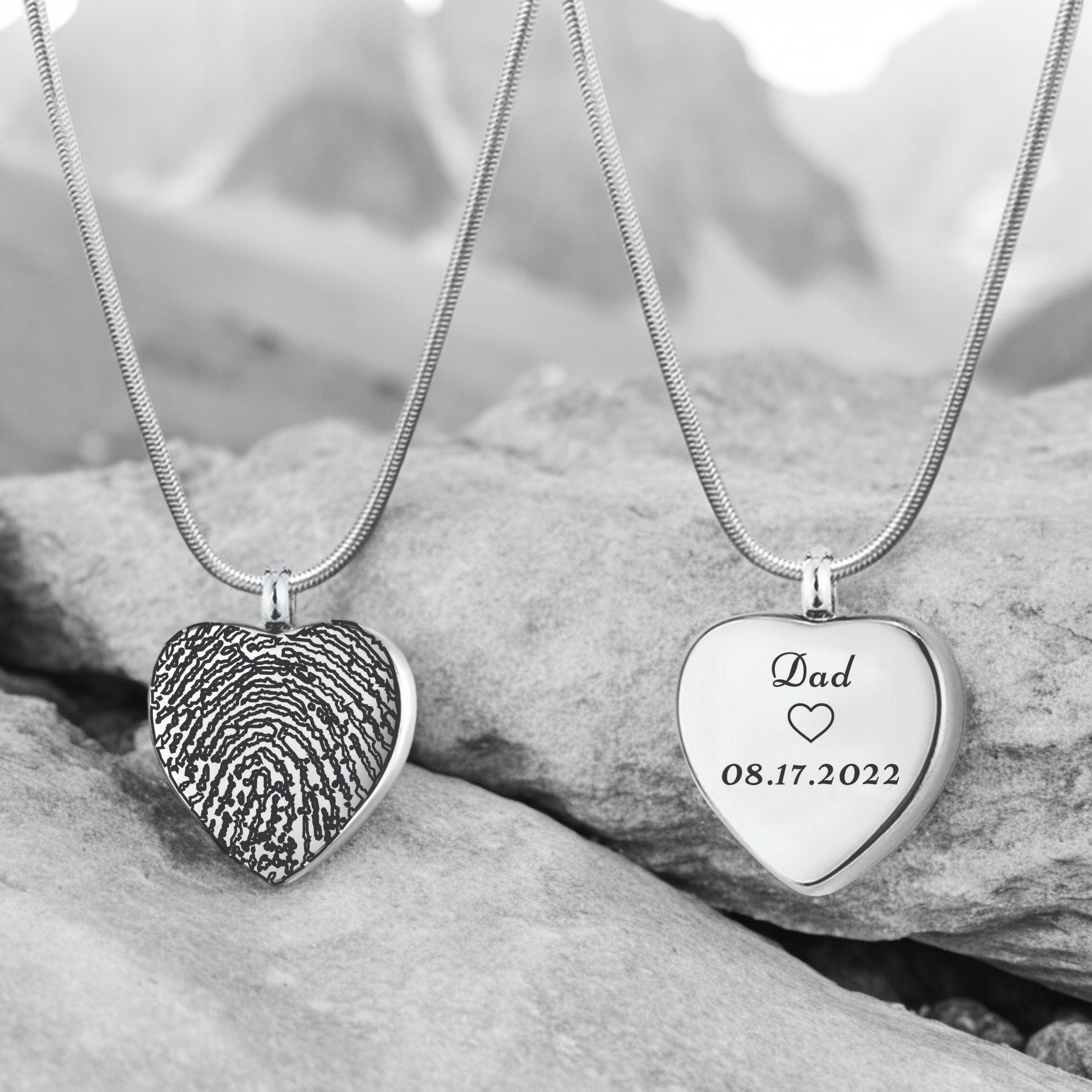Personalized Fingerprint heart Urn Necklace-Thumbprint Cremation Jewelry for Ashes-Handwriting Cremation keepsake-custom  AshesNecklace