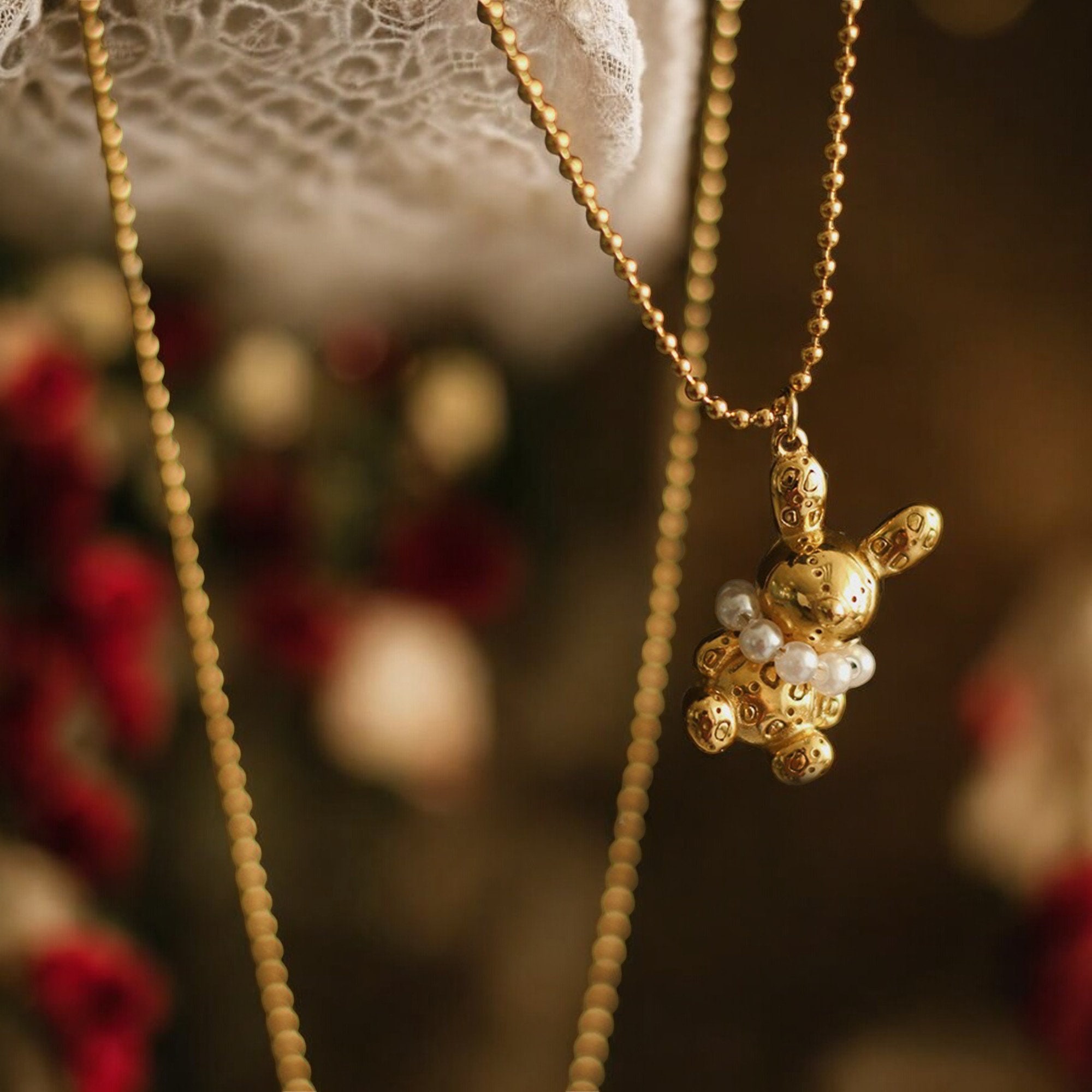 ネックレス・ペンダント VVV Pearl Rabbit Surgical Necklace BFK139 Amazon.com: 14K Gold Rabbit Necklace, Freshwater Pearl