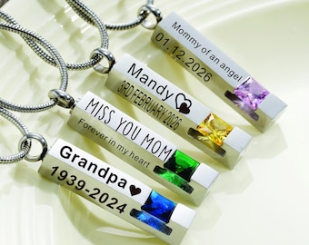 Custom Birthstone Urn Necklace, Urns for Human Ashes,Personalized Cremation Jewelry Ash Memorial Birthstone Jewelry,Small Urn Jewelry Charm