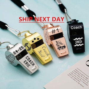 Custom Engraved Coaches Whistle Lanyard,Stainless Team Football Basketball Whistles,Coach Ref Referee Lifeguard Trainer Gift Personalized