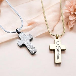 Cremation Jewelry for Ashes Human Cross - Urn Necklace Custom Engraved - Cross Urn Necklace - Ash Necklace Religious Cross for Memorial Gift