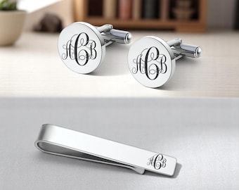 Groomsmen Cufflinks, Groomsmen Gifts, Personalized Cufflinks for Men, Best Man Gift, Groomsman Proposal, Custom Tie Clip Set