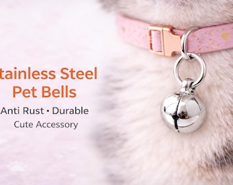 Small Cat Bell Collar Charm,Stainless Steel Pet Bell,Dog Collar Bell,Durable Anti Rust,Cute Pet Accessory, Pet tracker,Jingle Bell, Cat Toy