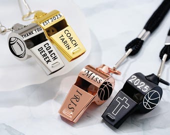 Personalized Whistle, Football Coach Gift Valentine&#39;s Gifts for Him,Custom Whistle Engraved Football Soccer Basketball Teacher Appreciation