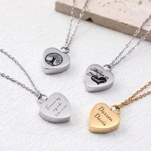 Heart Urn Necklace, Photo Engraved Urn, Personalized Cremation Urn Necklace for Ashes, Ashes Necklace for Human or Pets, Cremation Memorial