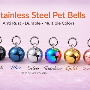 Stainless Steel Cat Bell, Small Pet Collar Bell, Dog & Cat Collar Charm, Anti Rust, Durable, Cute Pet Accessory, Multiple Colors,Pet tracker