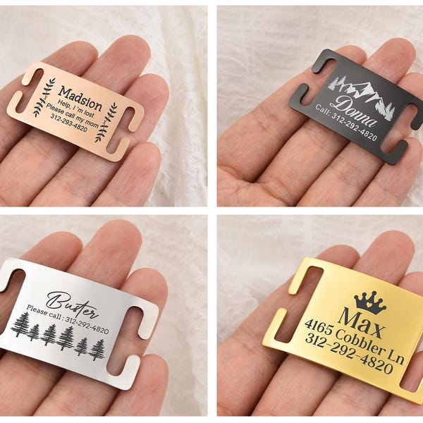 Personalized Silent Slide-On Dog Tag,Engraved Pet ID, Silent Dog Tag,Dog Tags For Dogs,Silent Dog NameTags,Slide On Dog Collar Tag,Name Tags
